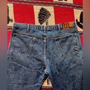 Ralph Lauren Double RL RRL Denim Jeans Size 38X30 Western Style Suede Vintage